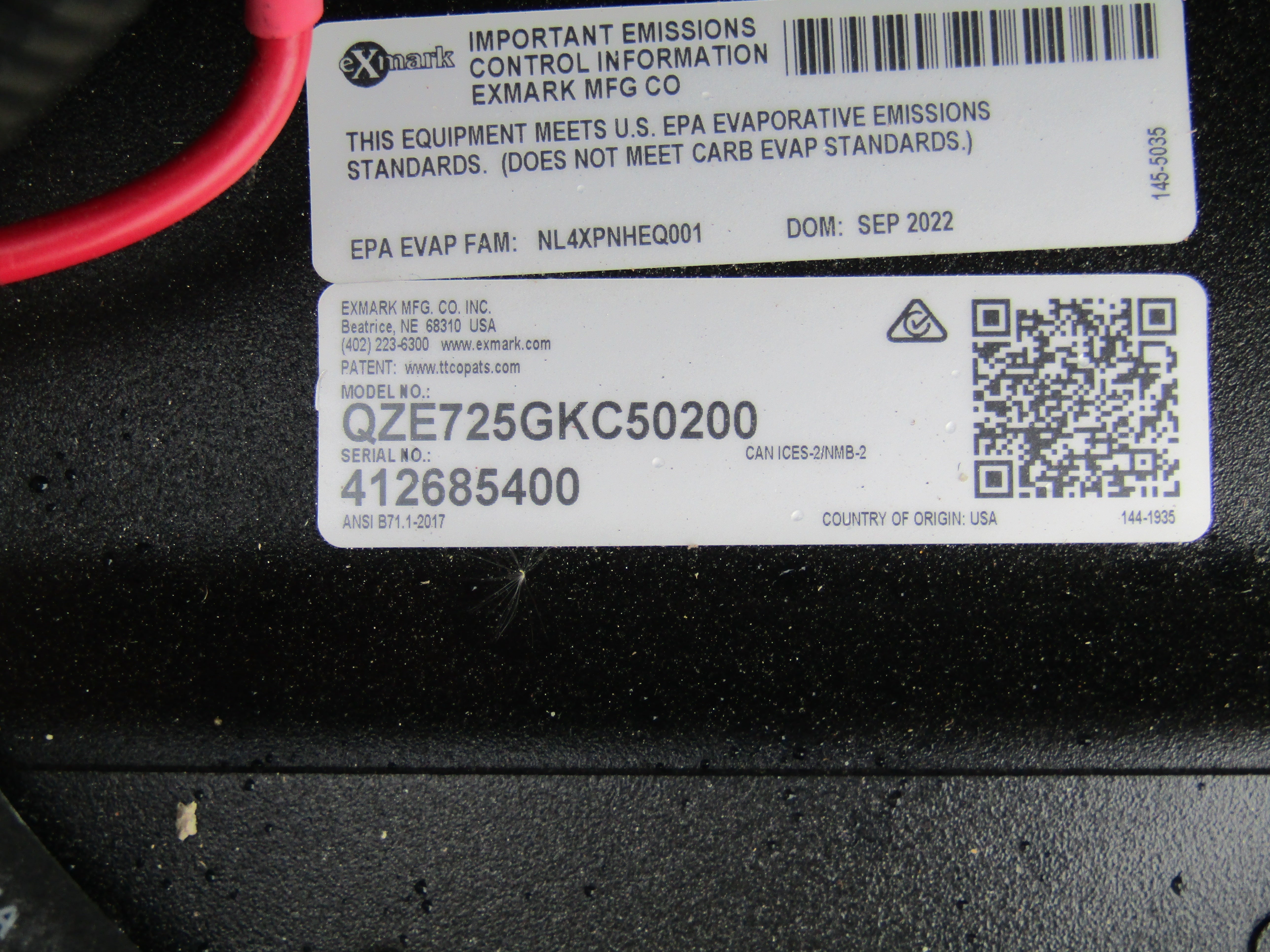 EXM-3 50" QUEST E-SERIES QZE725GKC50200 SEIAL 412685401