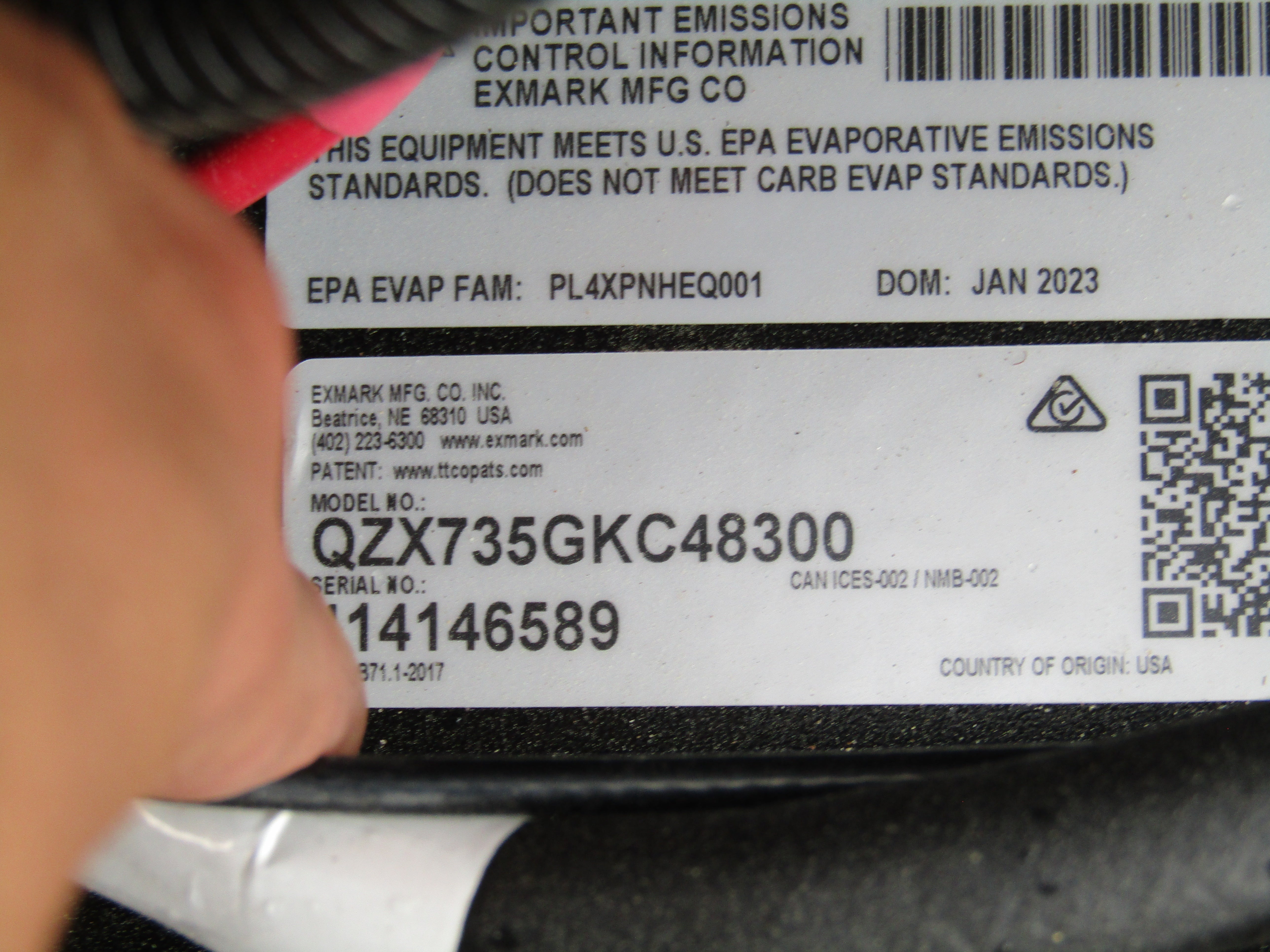 EXM-6 48" QUEST-X SERIES ZERO TURN EXMARK QZX735GKC48300