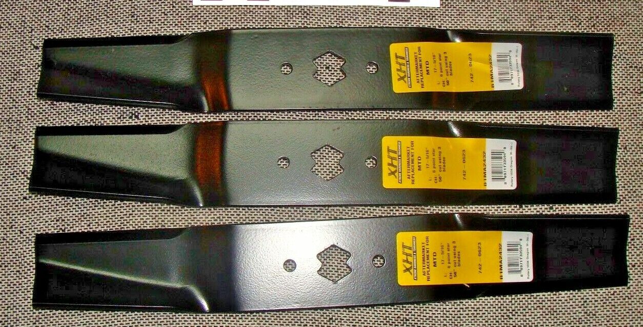 3 USA HD XHT BLADES TROY BILT MTD CUB CADET 742-0623 942-0623 7420623 9420623