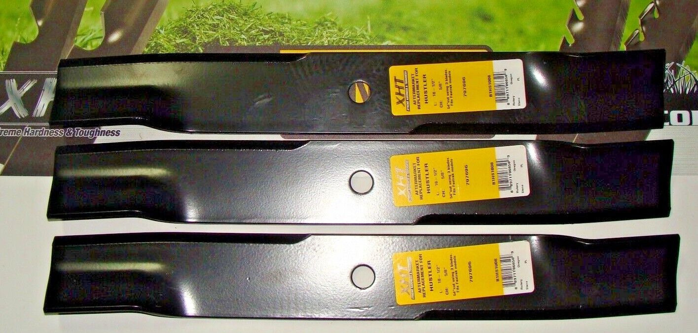 3 REPL XHT HD USA BLADES EXCEL HUSTLER 797696 601124 54" RAPTOR SD FASTRAK X