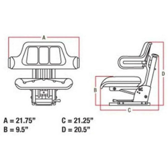 SEAT WILL FIT JOHN DEERE 1830 1840 2020 2030 2040 2040S 2120 2130 2140 2150 2155