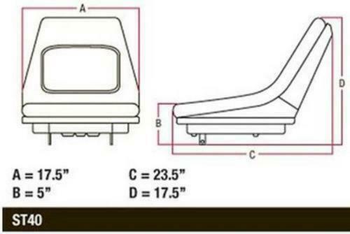 Seat will fit John Deere LTR155 LTR166 LTR180 LT133 LT155 LT166 415 425 445 455