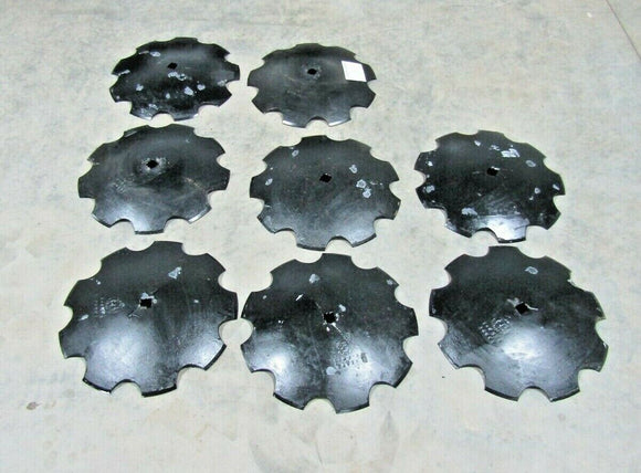8) 18" DISC HARROW BLADE NOTCHED 3.5MM (9 GAUGE) 1" SQUARE OR 1-1/8" SQUARE AXLE