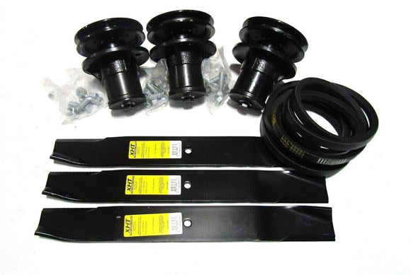 3 USA BLADES for Bush Hog 82324 & 3 50051388 spindles & 1 88667 belt on 5" model