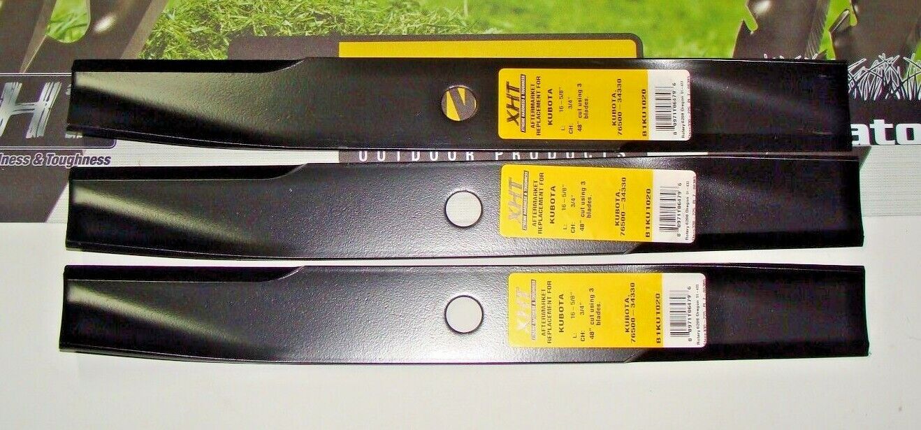 3 USA HD XHT BLADES FOR KUBOTA 76500-34330 76500-34330A RC48-62H RC48-62F 48"